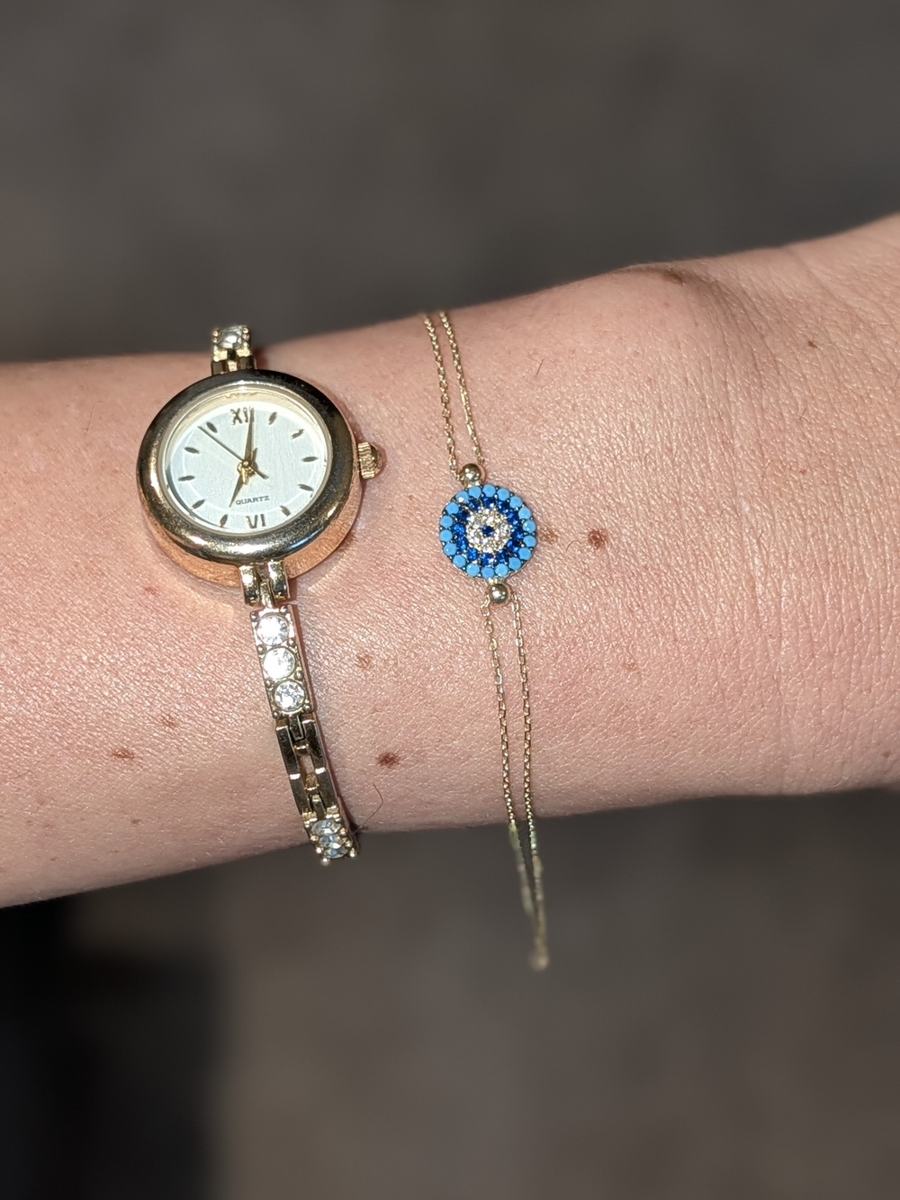 Gold Plated and Blue Evil Eye Brace From the Grand Bazaar in Turkey